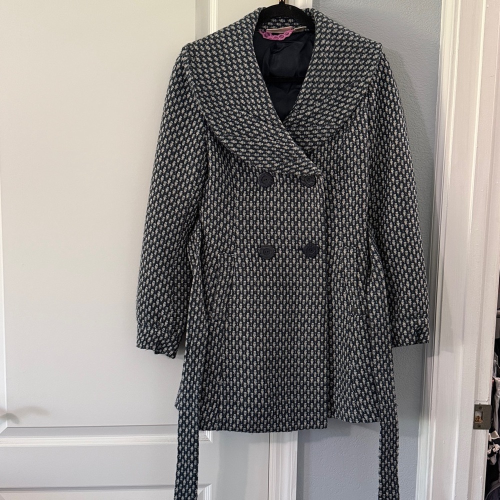 Vintage DKNY A-line Women's houndstooth belted double breasted